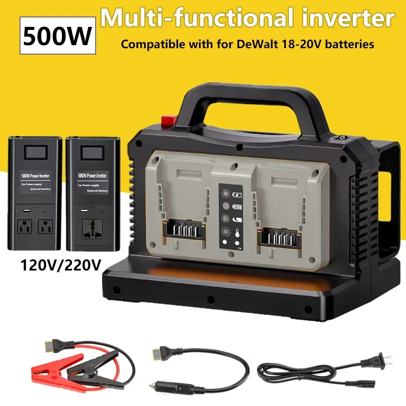 

500W Power Inverter for Dewalt 18-20V Battery 120V/220V EU/US/UK/AU Inverter Adapter Converter for Camping Travel Emergencies