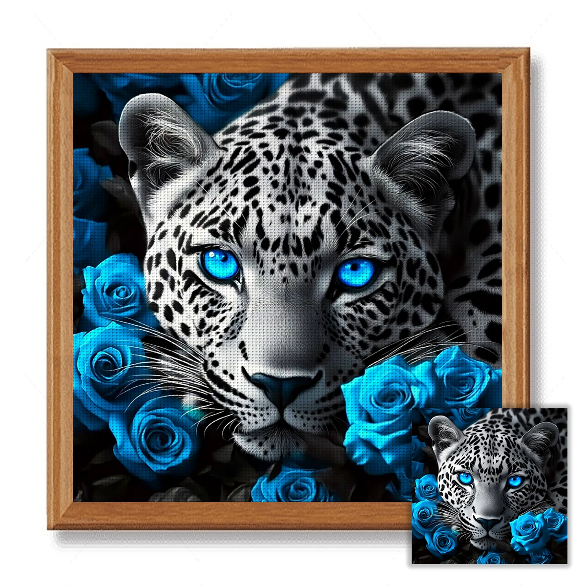 Vollstickerei aus Öko-Baumwollfaden 11CT 14CT bedrucktes Leoparden-Kreuzstich-Set 40x40cm 50x50cm – Detail 2