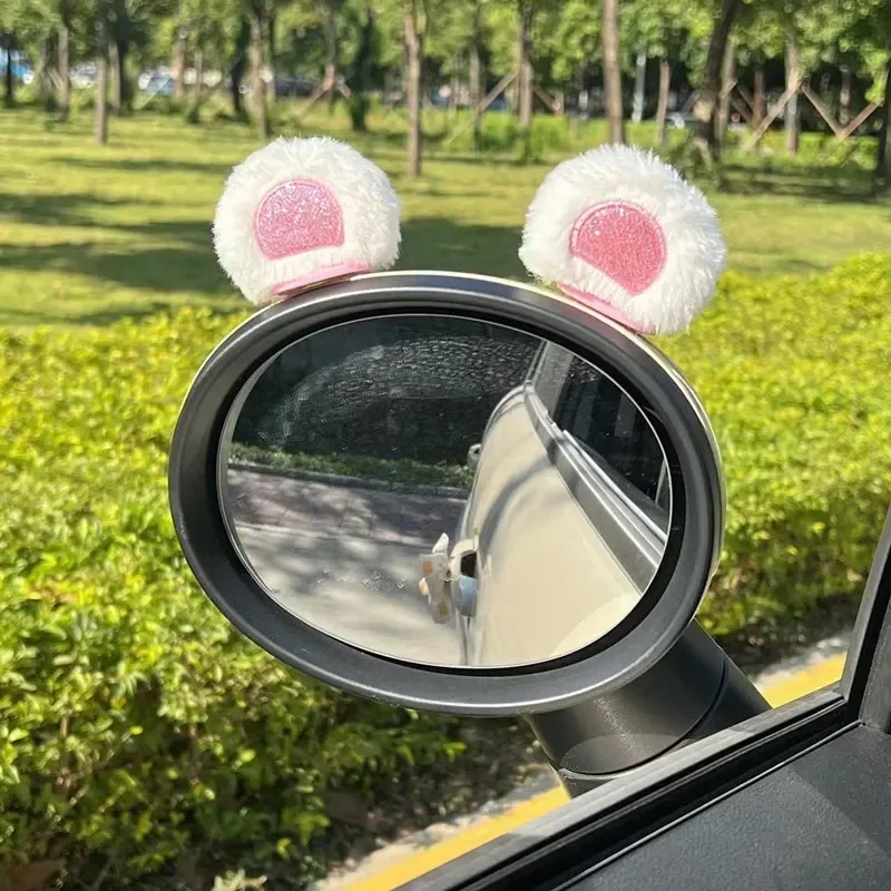 

1 pair Creative Rearview Mirror with Cute Rabbit Ears, Car Interior Decoration, Plush Car Accessory for the Center Console