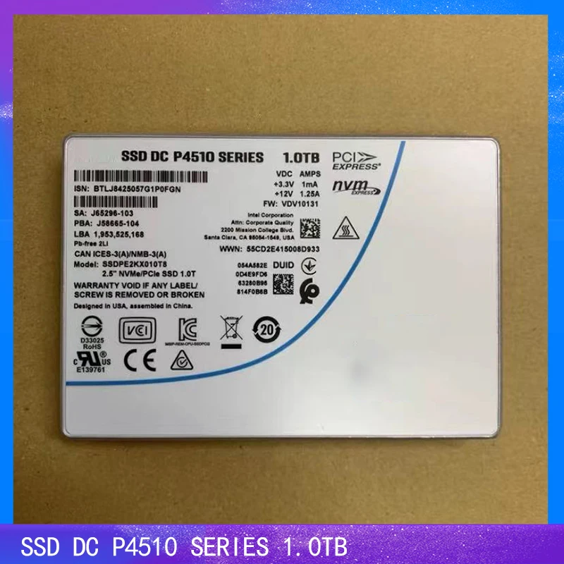 

SSD DC P4510 Series 1.0TB For Intel Solid State Drive 2.5" PCIe 3.1 x4 3D2TLC