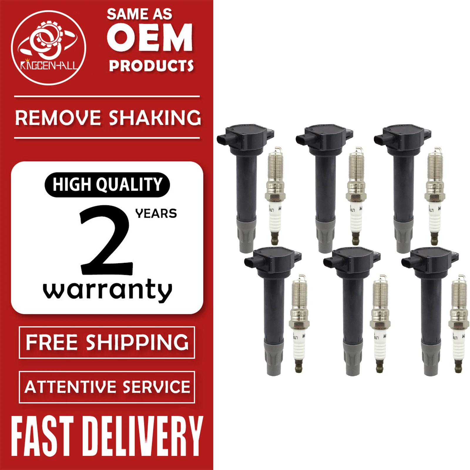 

6pcs Ignition Coil and Iridium Spark Plug Kit Compatible With Dodge Magnum Charger Avenger 2.7L UF502 04606 869AB 04606869AA