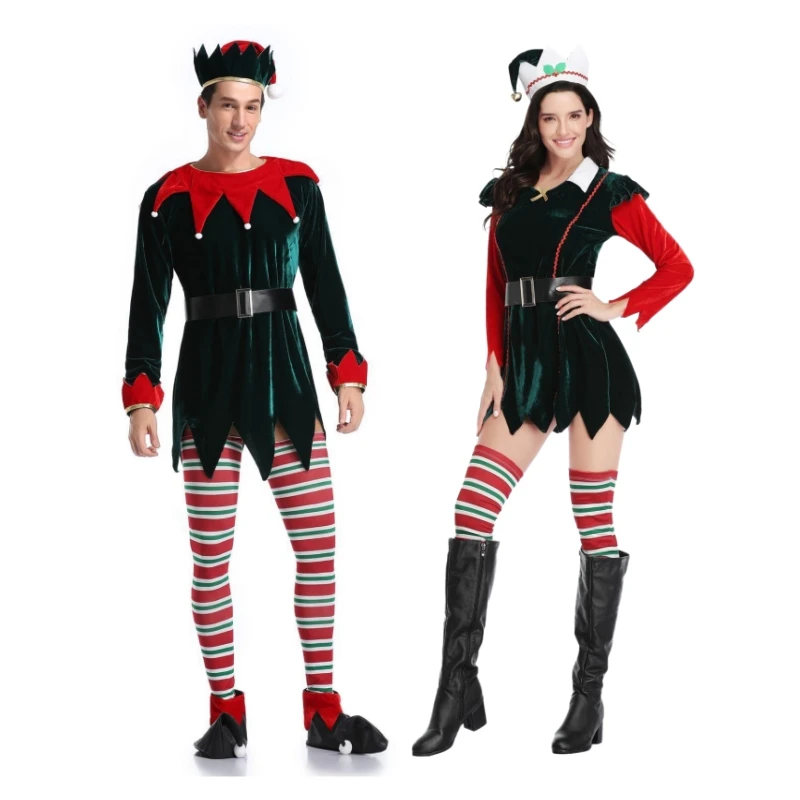 

Santa Claus Costume Christmas Cosplay Clothing Xmas Elf Couple Roleplay Dress Suits Carnival Party Costume New Year Fancy Outfit