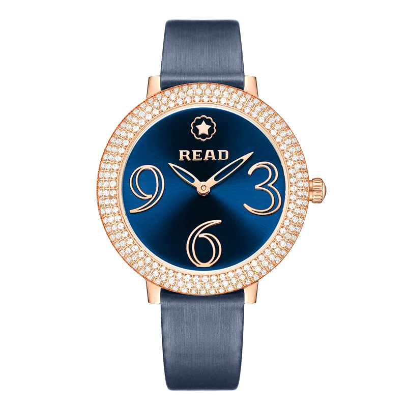 READ Ladies Elegant Analog Quartz Wrist Watch | Soft Blue Leather Strap | Daily Water Resistant Women Casual Dress Watch