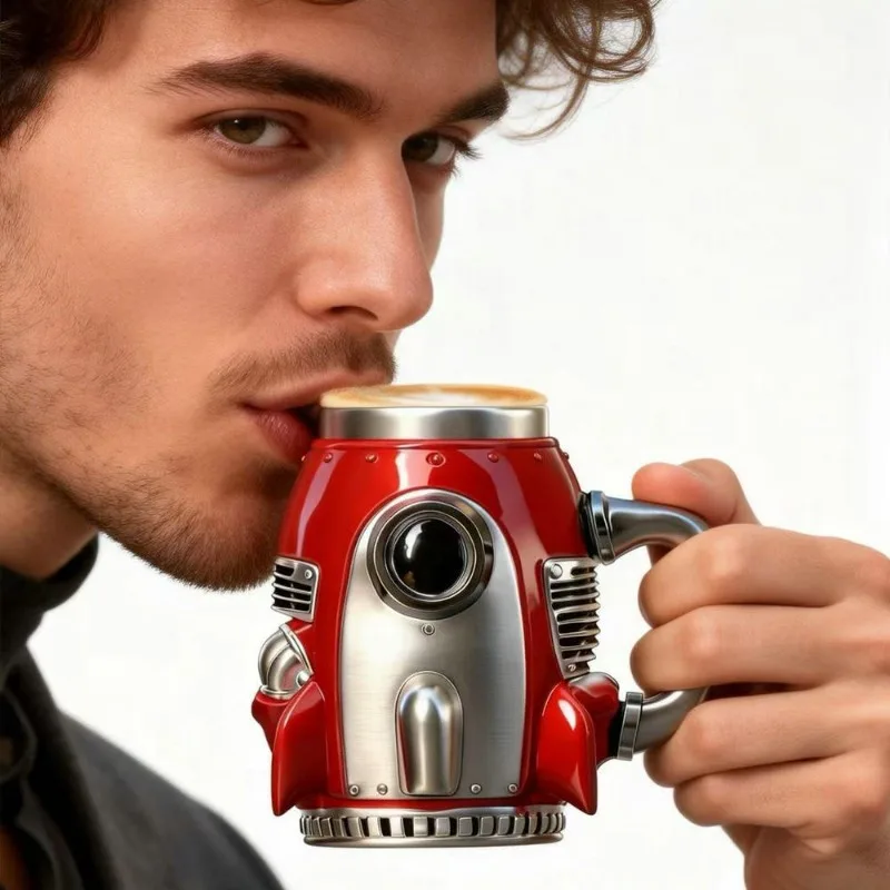 1Pcs Rocket Coffee Cup, Creative Resin Stainless Steel Water Cup, Spacecraft Mug, Milk Cup