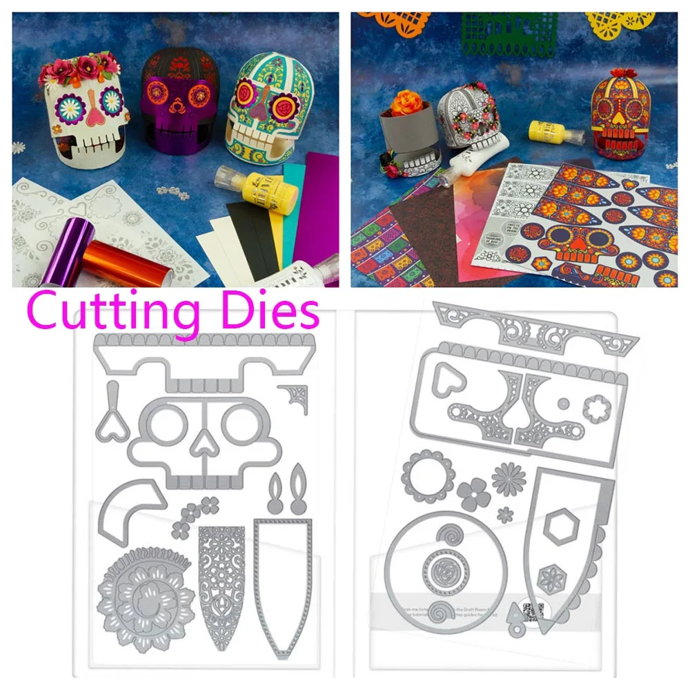Tonic Festive Spooky and Sweet Sugar Skull Weihnachts- und Halloween-Geschenkbox Metall-Stanzformen DIY Scrapbooking Prägung Bastelzubehör