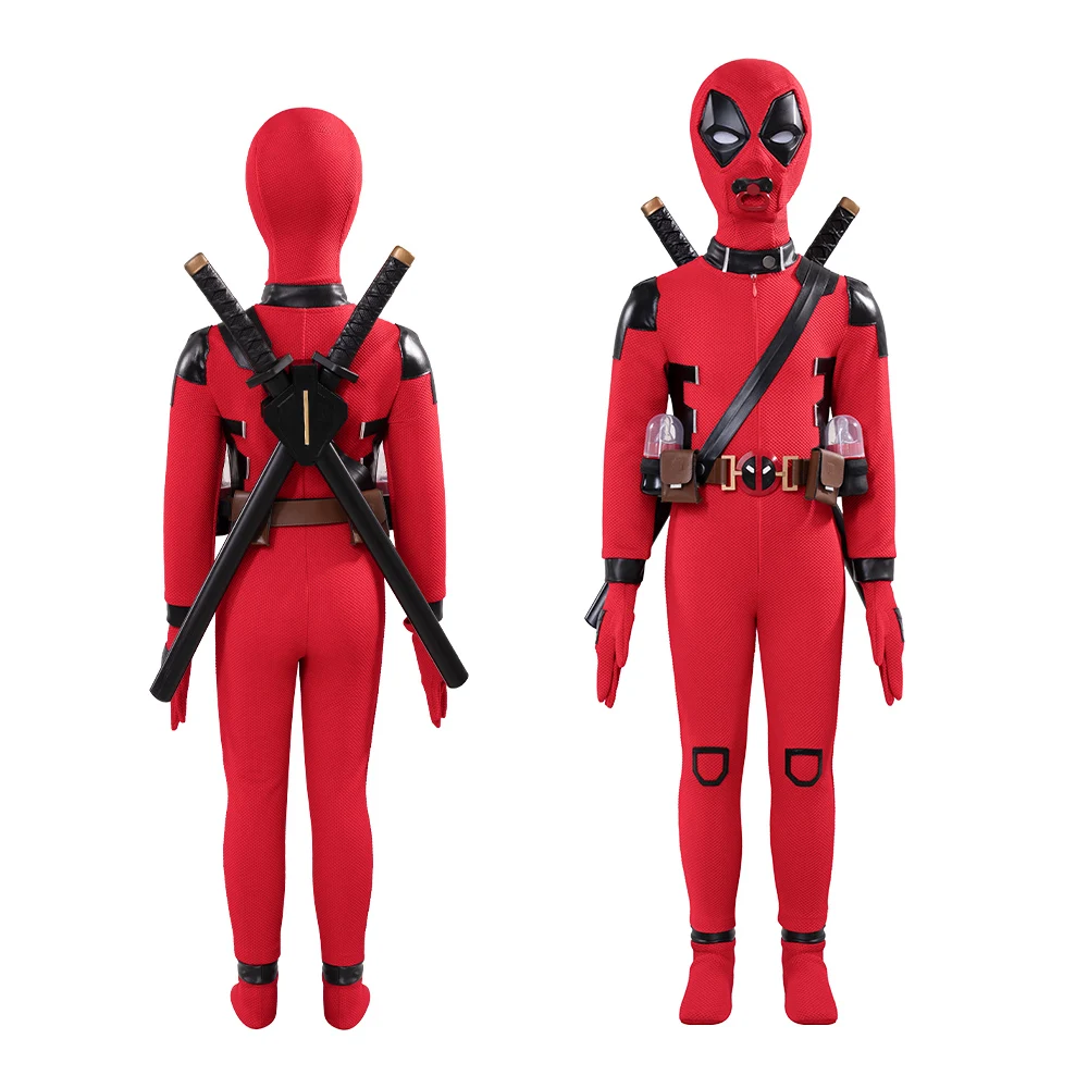 

Kids Black Red Superhero Cosplay Costume Full Set Jumpsuit S-XXL Halloween Christmas Comic Con