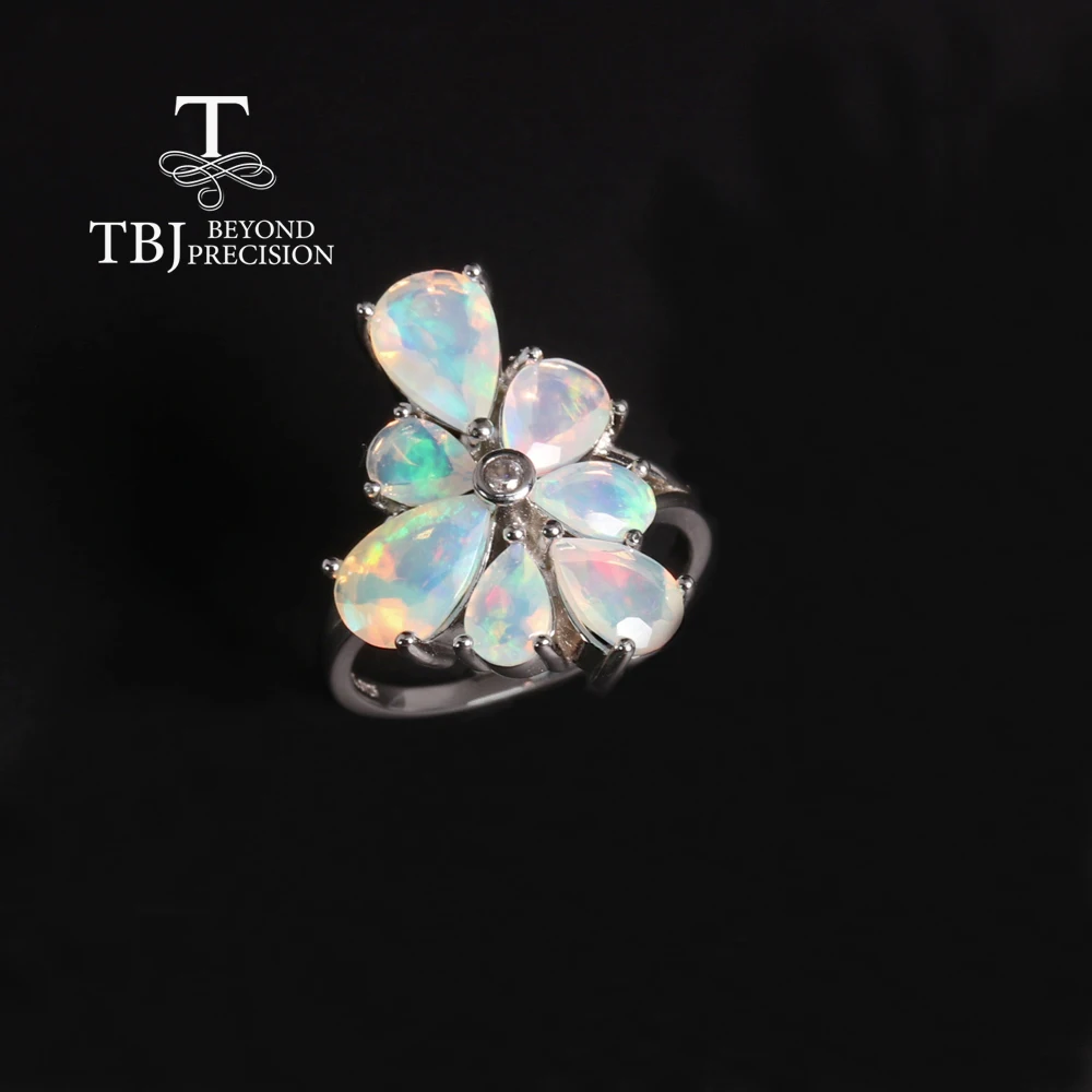 Luxury unique design ring with natural ethiopia opal 3.62ct good quality gemstone S925 silver  fine jewelry for women gift