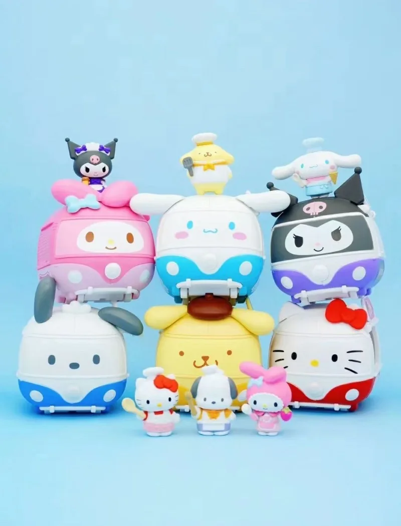 

Sanrio family mobile dining car series blind box Kuromi hello Kitty Cinnamoroll Melody electric garage cute girl toy gift