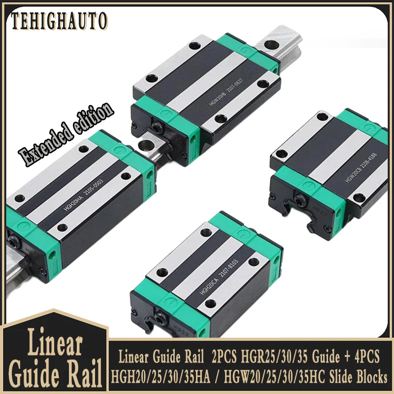 

Linear Guide Rail 2PCS HGR20/25/30/35 Guide+ 4PCS HGH25/30/35HA / HGW25/30/35HC Slide Blocks for CNC Router Engraving 350-1000mm