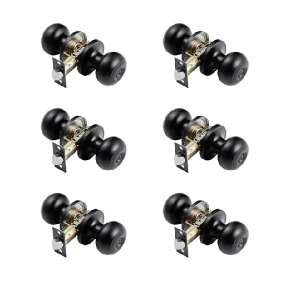 

Black Door Knobs, Knob with Round Ball, Keyless Exterior and Thumb Turn Lock Interior, All Metal Doorknobs Hardware, Modern Des