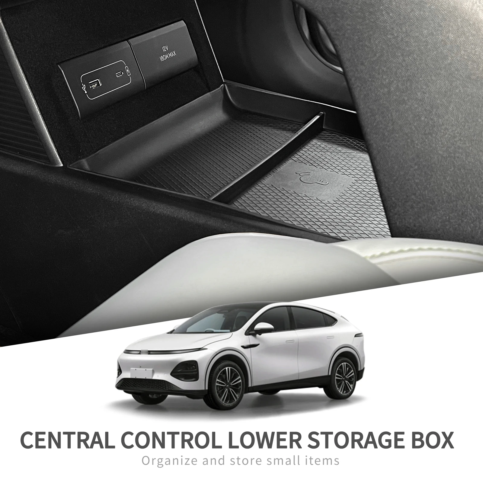 for Xpeng G6 2023 2024 Center Console Storage Box Car Central Lower Layer Tray TPE Organizer Accessories Tidying