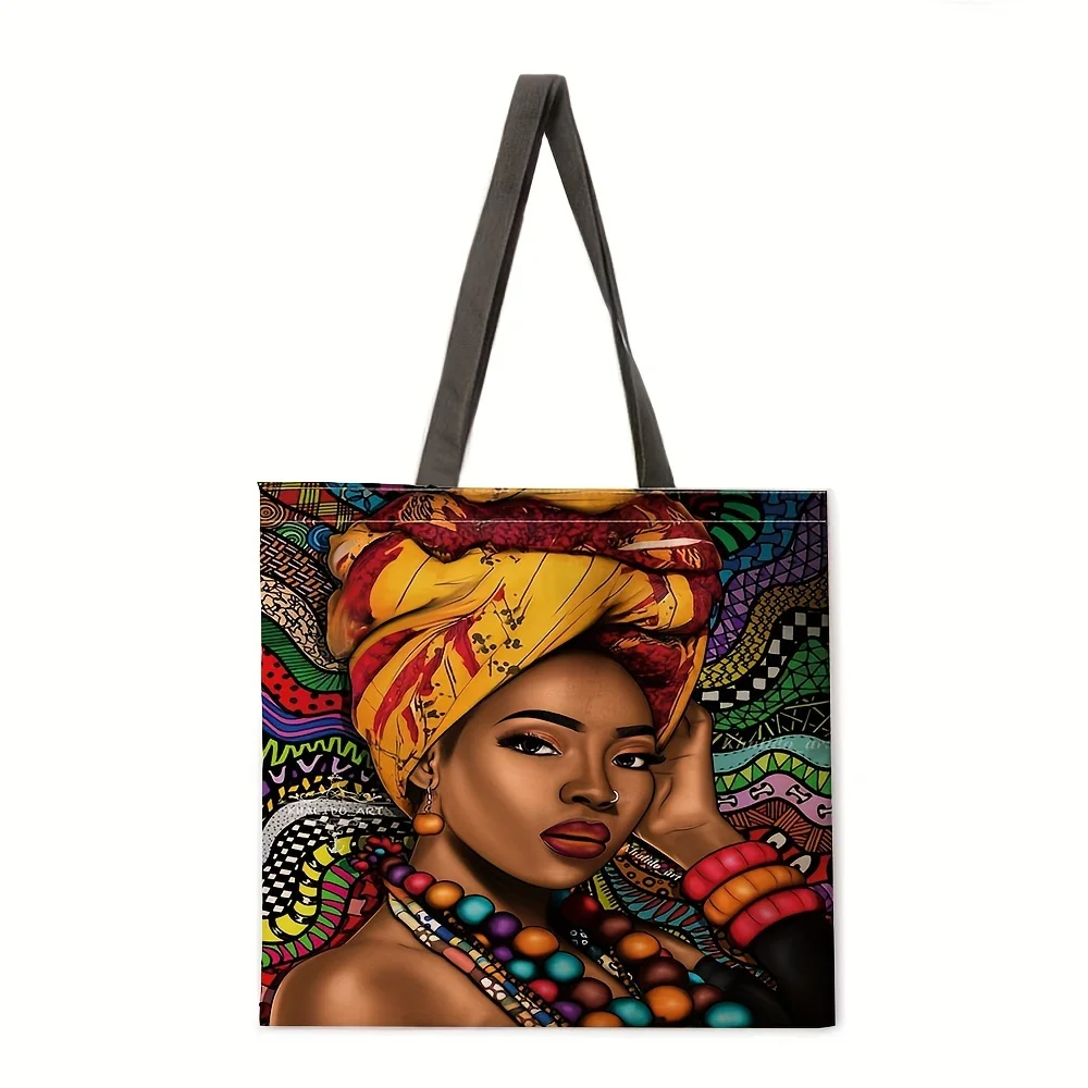 Women\'s Day African Women Printed Shoulder Bag, Outdoor Beach Bag, Shopping Grocery Handbag