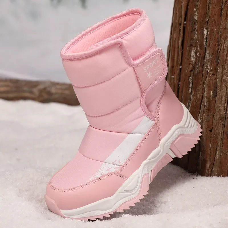 

Boys' Snow Boots 2024 Winter Children's Cotton Shoes, Medium and Large Children's Velvet Thickened Anti-slip Girls' Boots