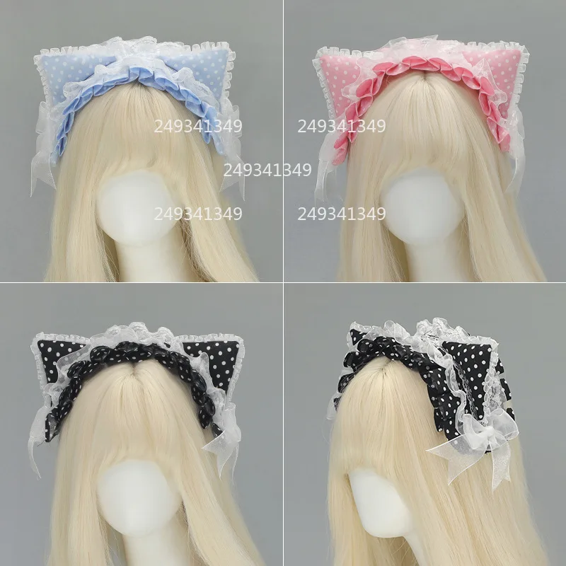 Bandeau oreilles de chat à volants en dentelle, bandeau de Cosplay, bande dessinée, spectacle sur scène, couvre-chef pour fille, jolis accessoires de Costume Lolita