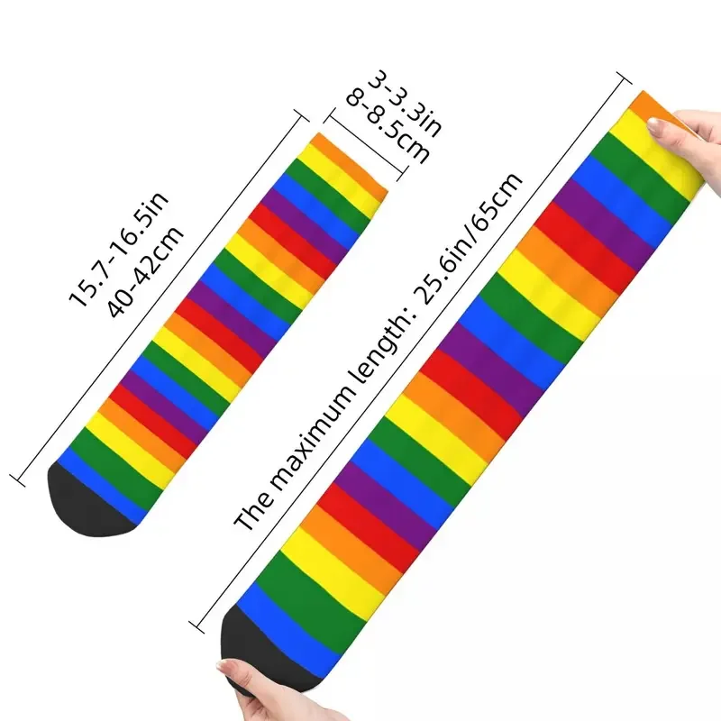 Calcetines de poliéster con bandera del orgullo arcoíris para hombre y mujer, medias de verano, Y2K