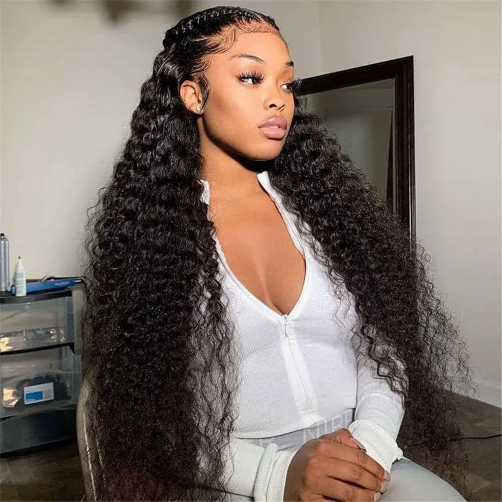 

Natural Color Jerry Curly 13x6 Lace Frontal Wig Curly Human Hair Wig Transparent 5x5 Lace Closure Wigs For Women With Baby Hair