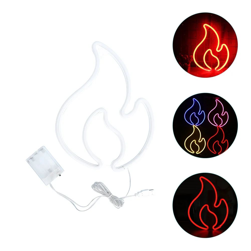 

Flame Design Neon Light Luminous LED Lamp Night Plastic Decorative Bedroom Living Room Study Office Bright Atmosphere Stage