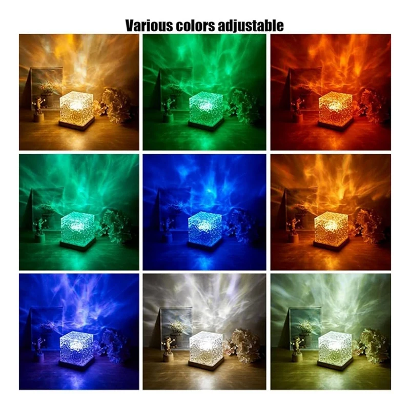 Aurora Northern Lights Lamp Wave-Cube Lamp 16 Color Water Wave Effect Lights For Bedroom