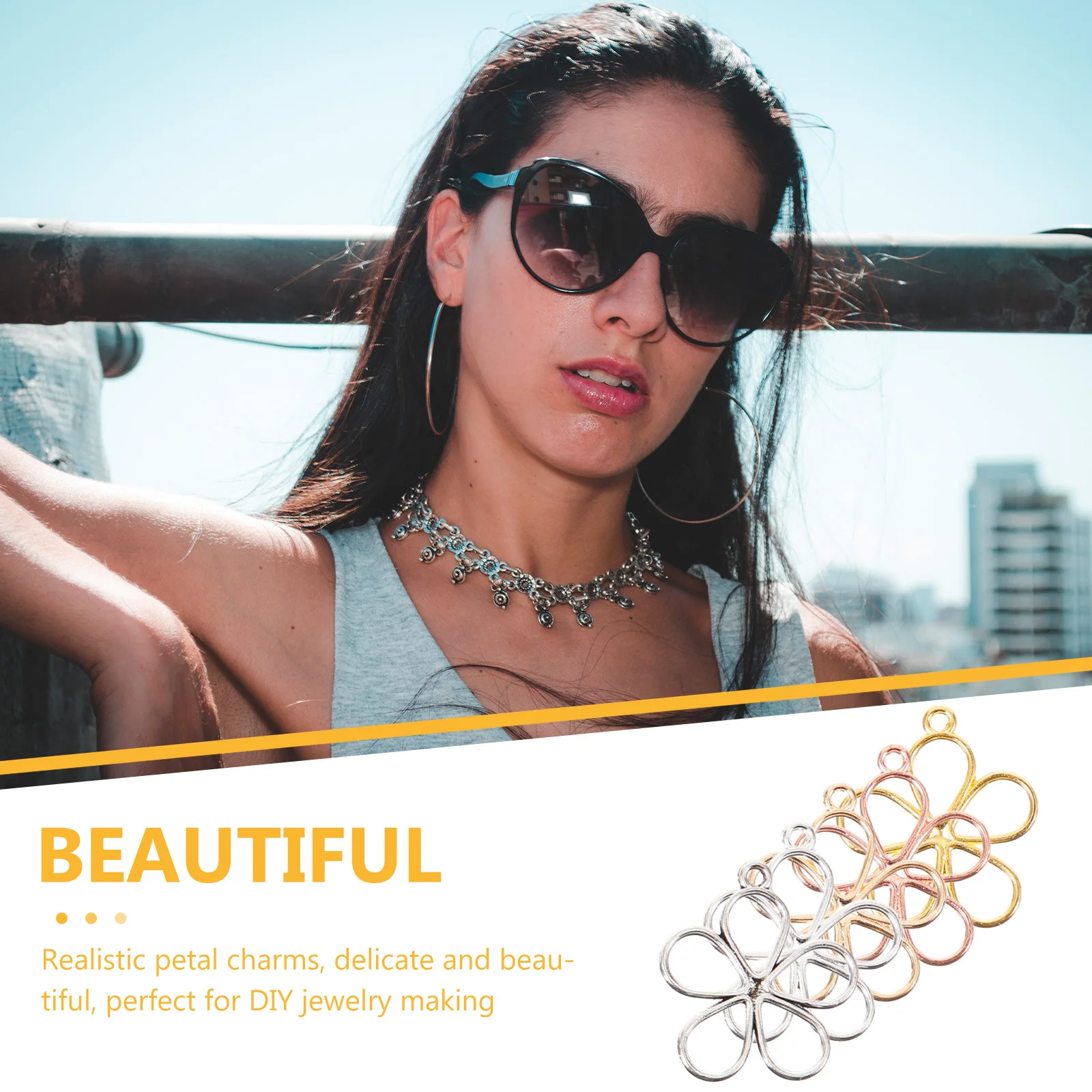 

200 Pcs Alloy Petal Pendant Jewelry Charms for Crafts Making Metal Crafting Pendants Small
