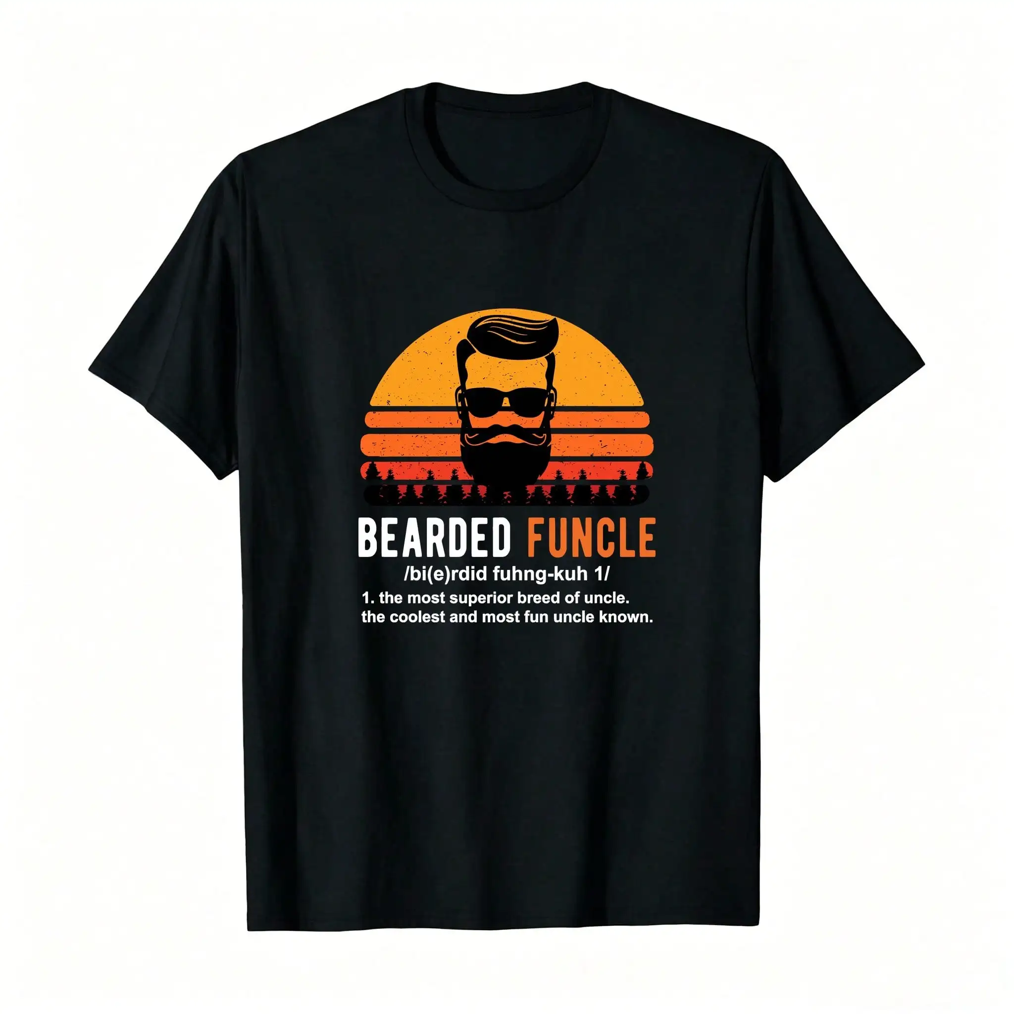 -Vintage Bearded Funcle Definition Funny Cool Uncle Gift Men Pullover _,Breathable And Comfortable Short-Sleeved Round-Neck Top, Suitable For All Seasons, Everyday Wear For Women