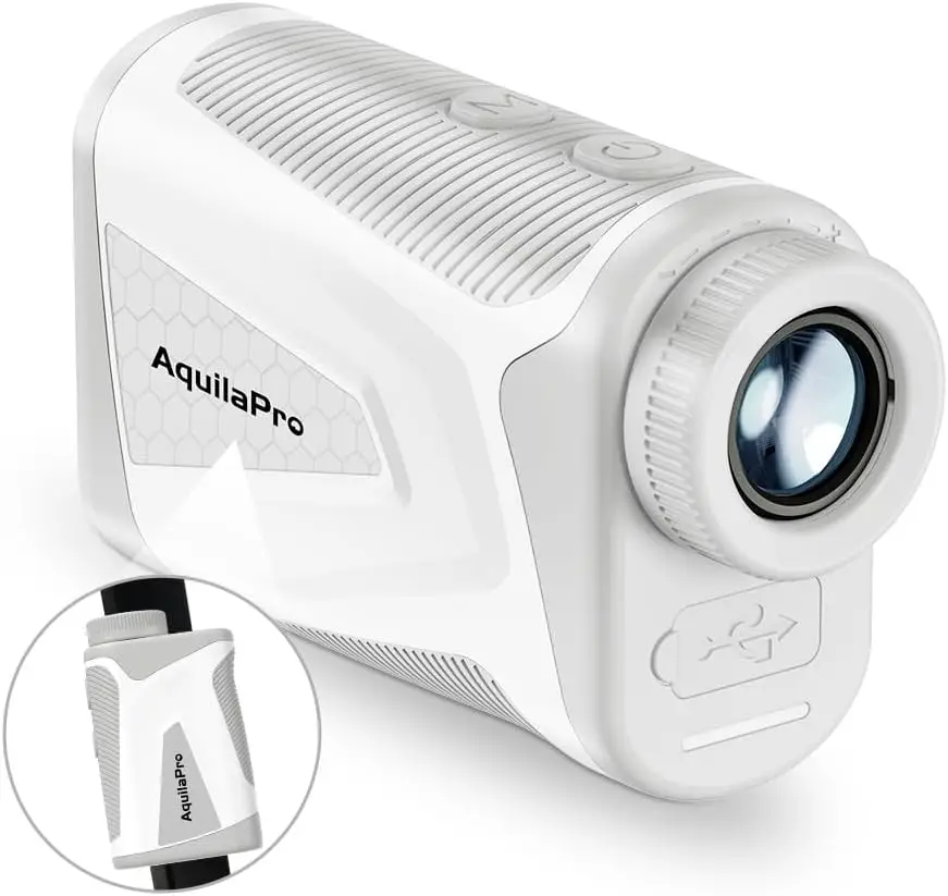 

Mini4 Golf Rangefinder with Slope, Newly Upgraded Magnet, 1,000 Yards Range Golf, 0.5 Accuracy, 7X Magnification, Flag Lock Vi