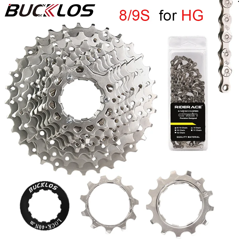 BUCKLOS Bike Sprocket 8/9 Speed 8S 9S Bicycle Freewheel 11-25/28/32/34/36/40T Cassette Cogs for Shimano HG MTB Cycling Parts