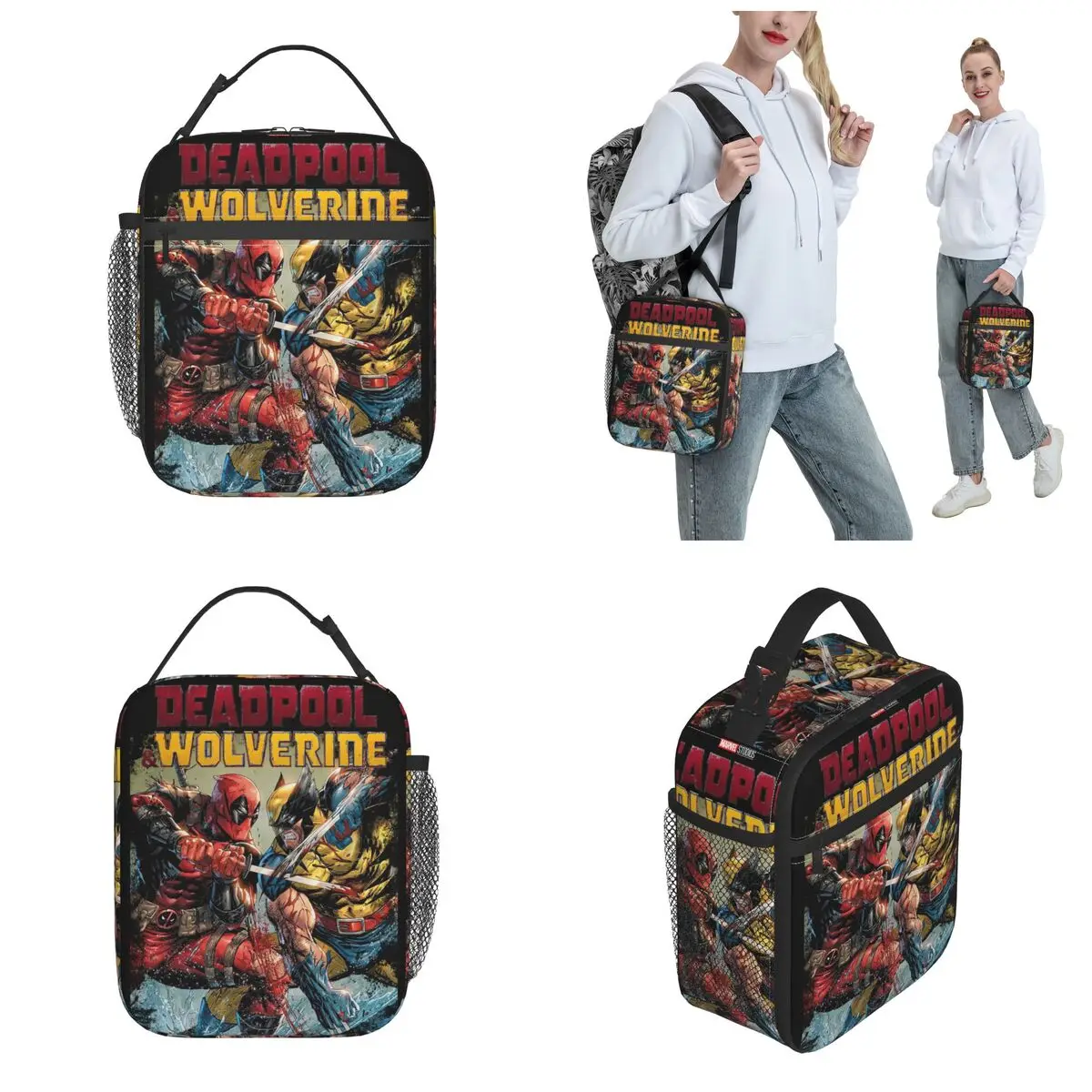 Deadpool & Wolverine Product borsa termica per il pranzo per la conservazione degli alimenti da viaggio borsa termica per il pranzo portatile