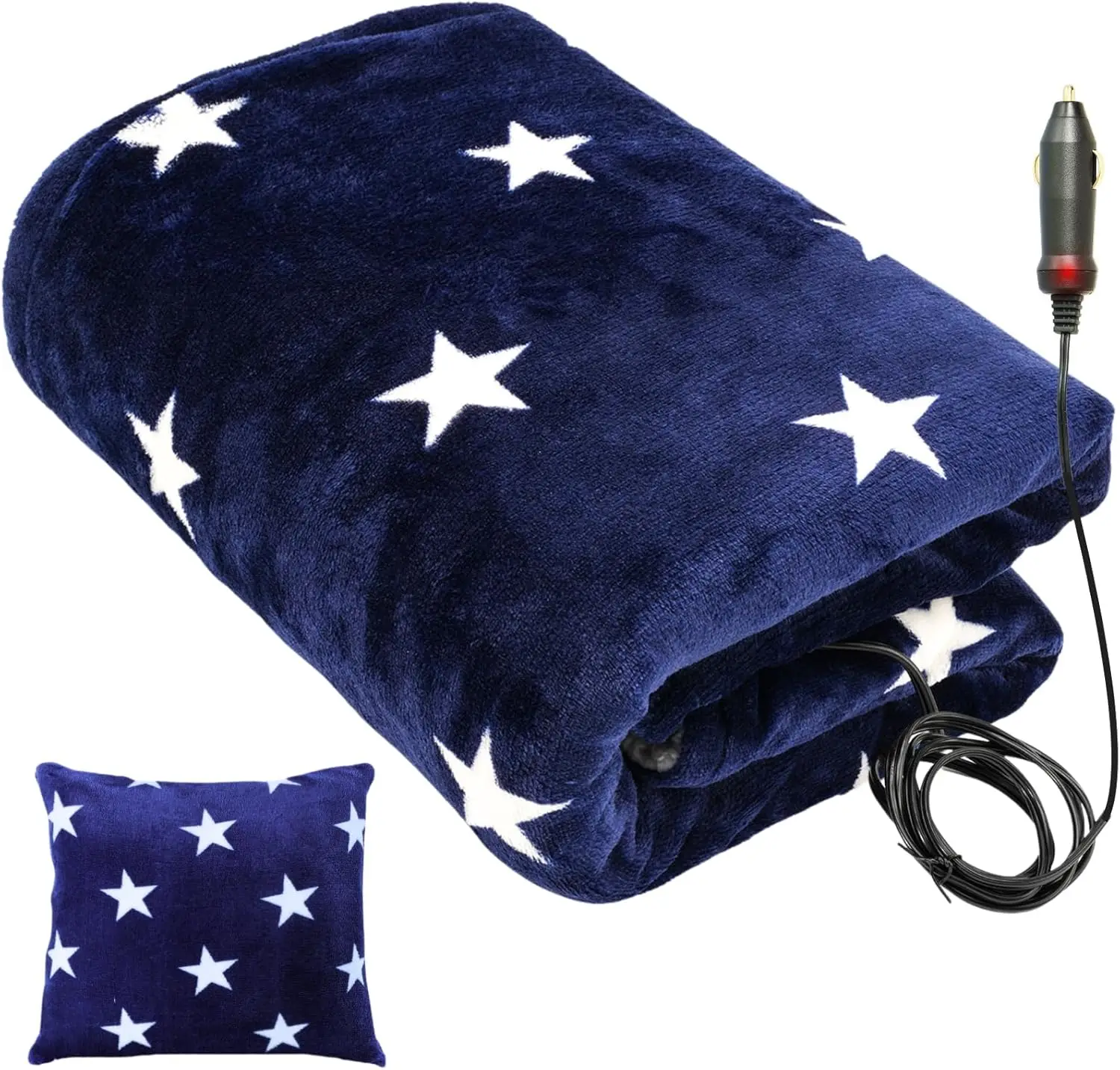 

Car Heated Blanket - 12-Volt Portable Blanket for Car, Truck, SUV, RV - Soft Flannel and Sherpa - Travel Size 59' x 43'