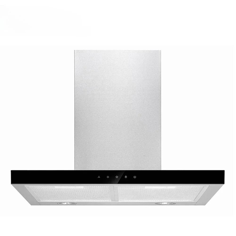 

T-Shape Kitchen Chimney Hood Sleek Modern Design Aluminum Housing Glass Material US Plug For Hotels