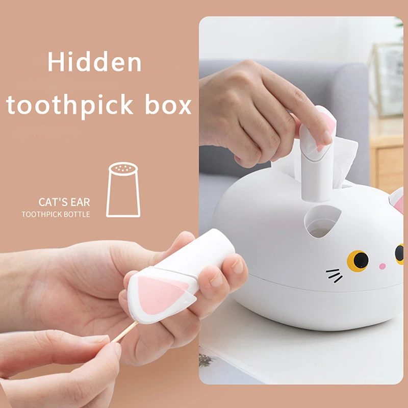 Kawaii Cat Tissue Box Plastic Napkin Storage Box Container Desktop Paper Holder Nordic Style Home Bathroom Dormitory Decoration