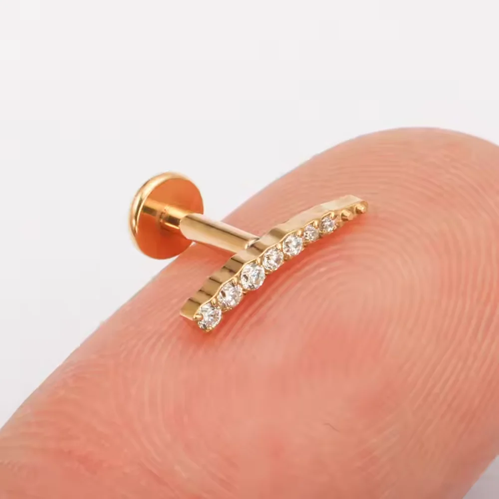 F136 سبائك التيتانيوم جديد متعدد الألوان سرادق زركونيا الأذن الغضروف ترصيع موضة الأذن ثقب الشفاه ترصيع هيئة ثقب المجوهرات