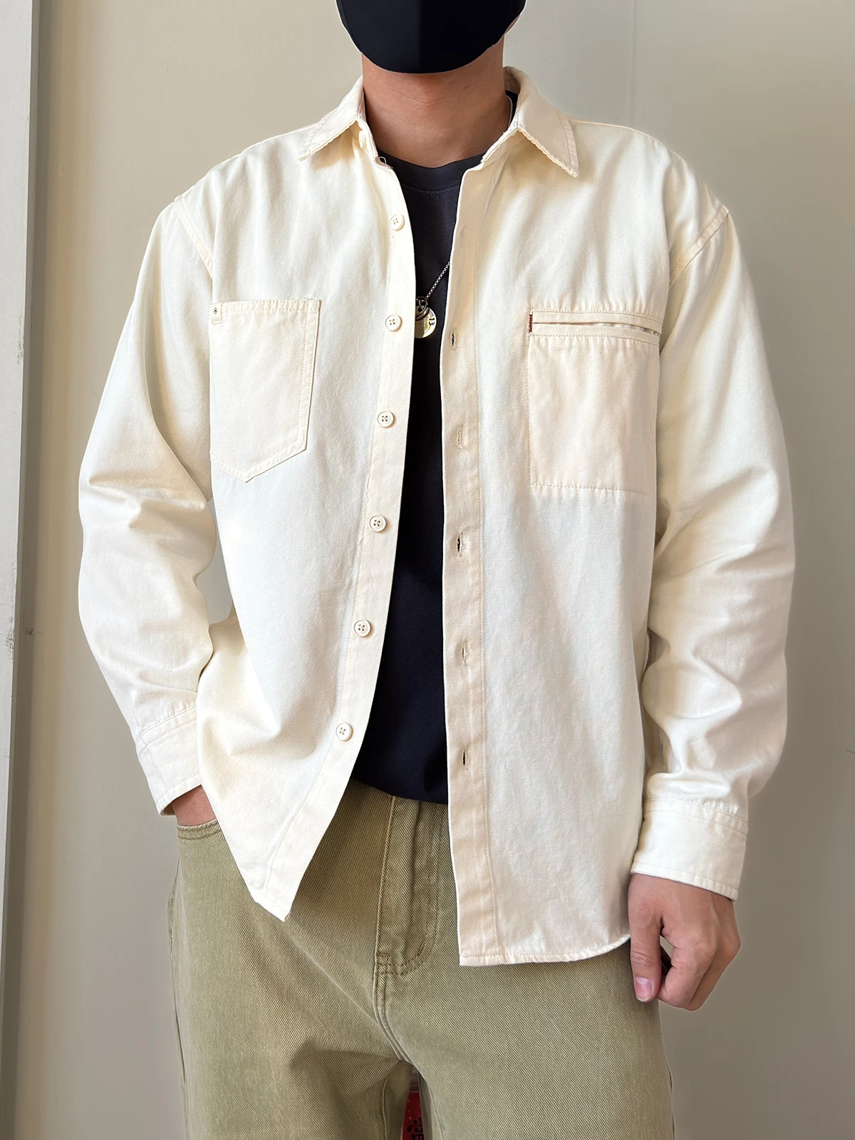 

Мужская рабочая рубашка из чистого хлопка в американском ретро-стиле, осенне-зимняя, новая, плотная, простая, повседневная, износостойкая, влагоотводящая.