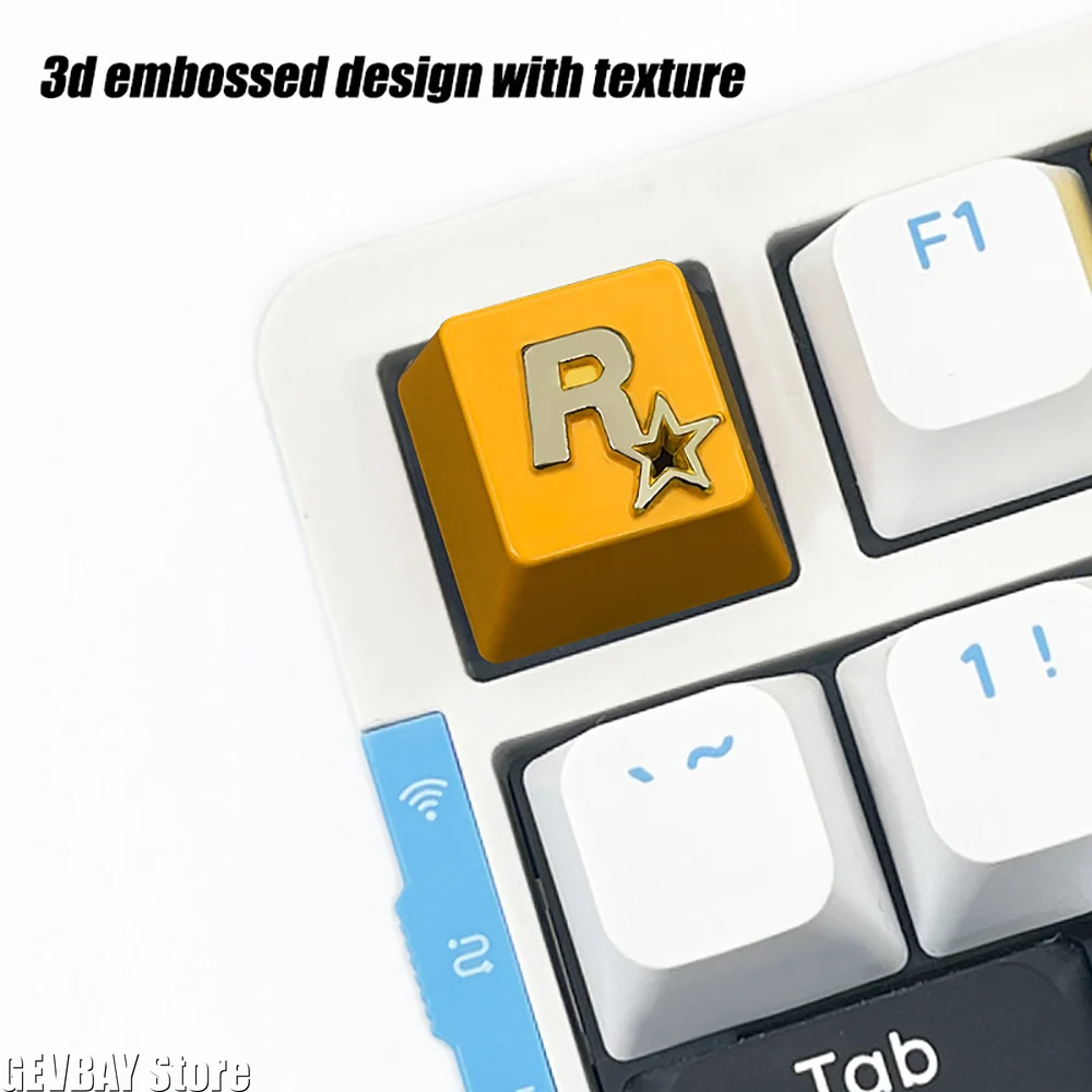 غطاء مفاتيح معدني بشعار Rockstar بنمط ثلاثي الأبعاد ملمس مريح لعمود لوحة المفاتيح الميكانيكية المتقاطعة #2