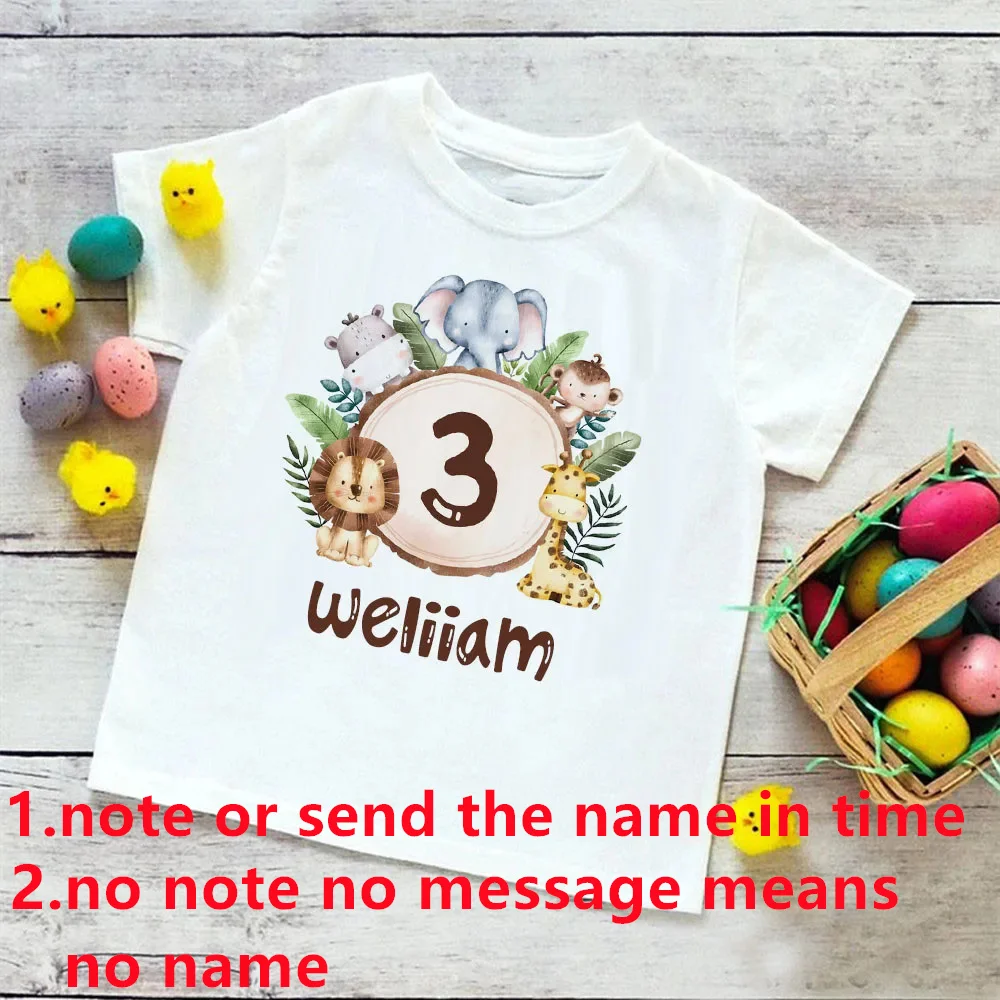 Personalized Birthday Shirt 1-9 Year T-Shirt Wild Tee Boys  Birthday Party T Shirt Wild Animal with Name Clothes Kids Gifts Tops