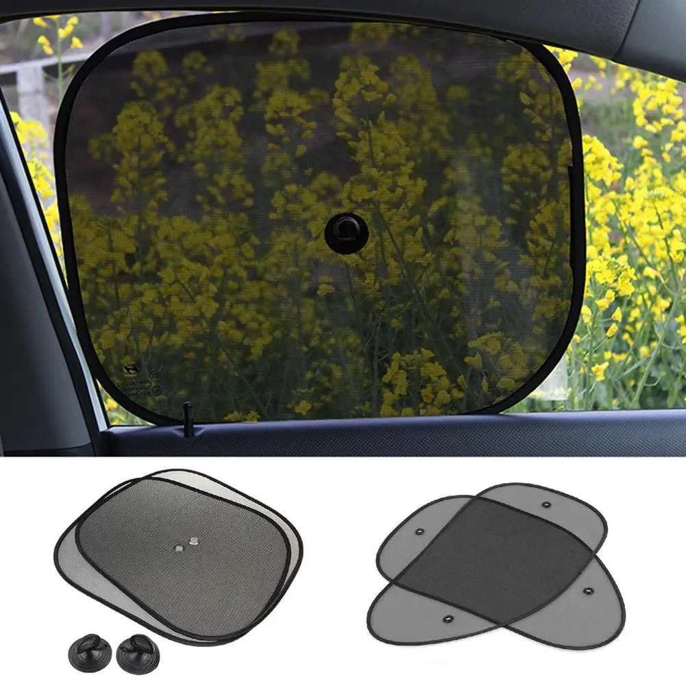 Car Rear Window Sun UV Sun Cover Car Sunshade Mesh Curtains Sunshade Blocker Black UV Sun Shades For Front Side And Rear Wi Q3V1