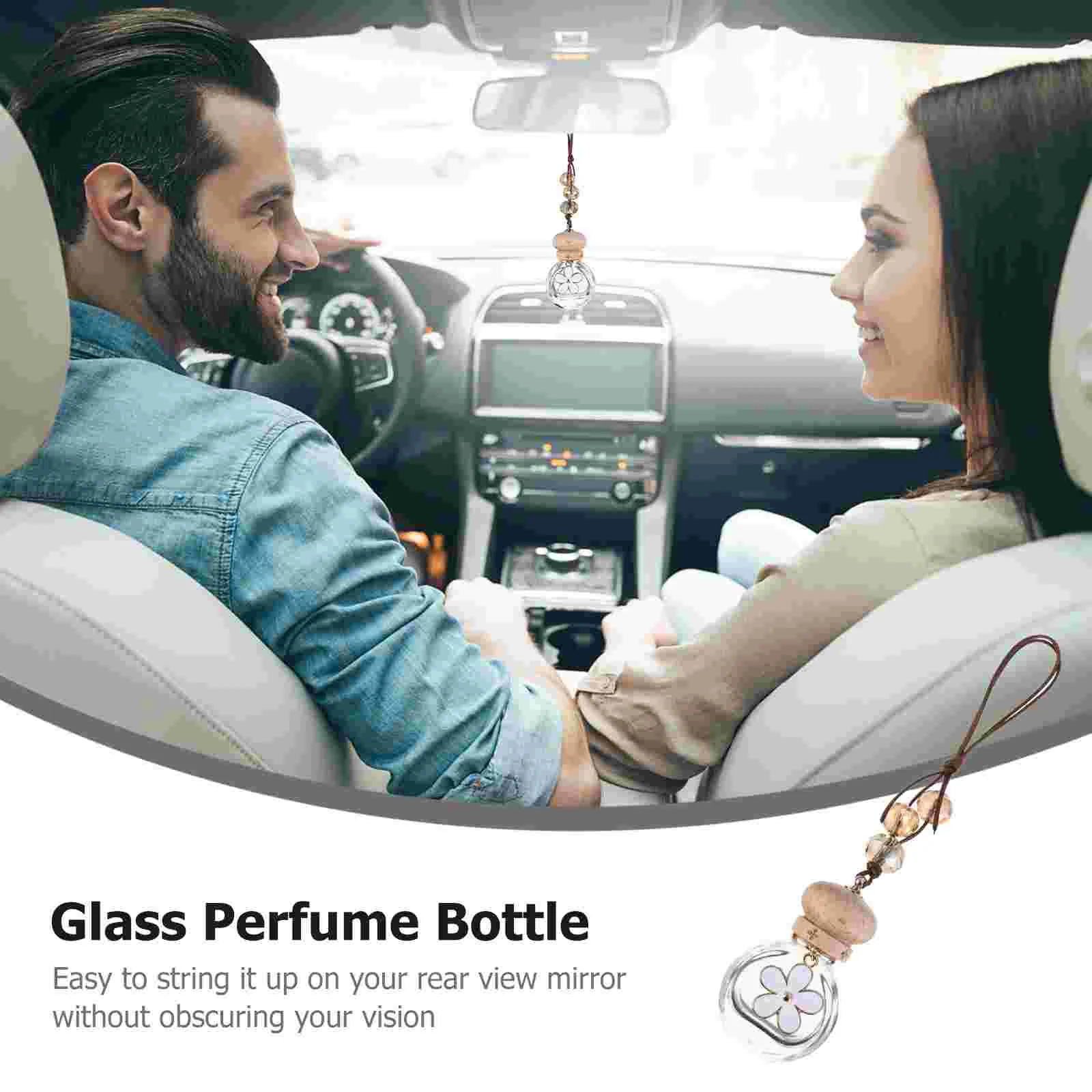 Air Freshener Pendant Car Interior Perfume Bottle Mirror Hanging Rearview Black Essential Oil Sub-bottle Decorations