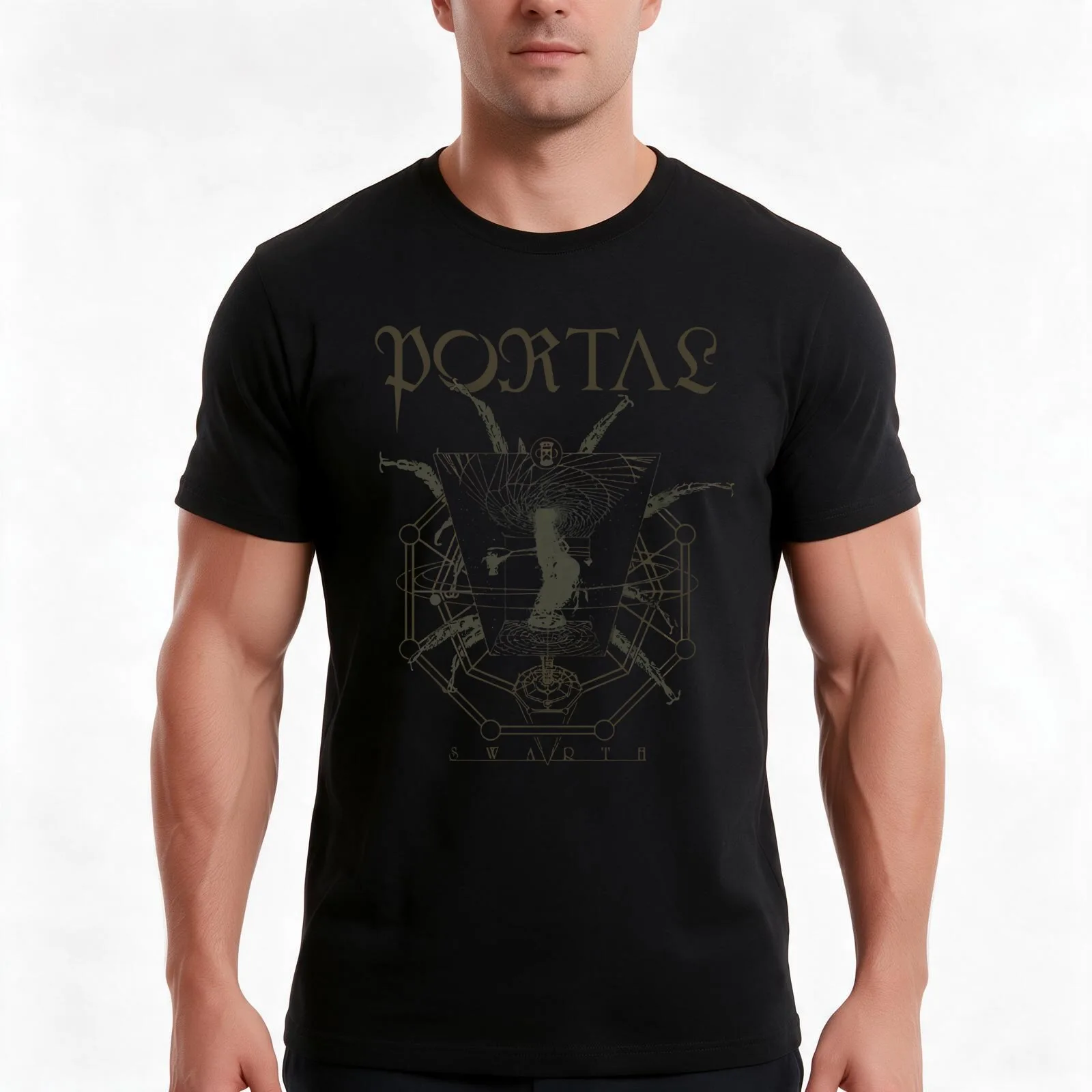 Portal Band Merch Swarth T-Shirt, Summer Casual Cotton Tee, Oversized Streetwear Tops, Vintage Graphic Print, Unisex Men Women