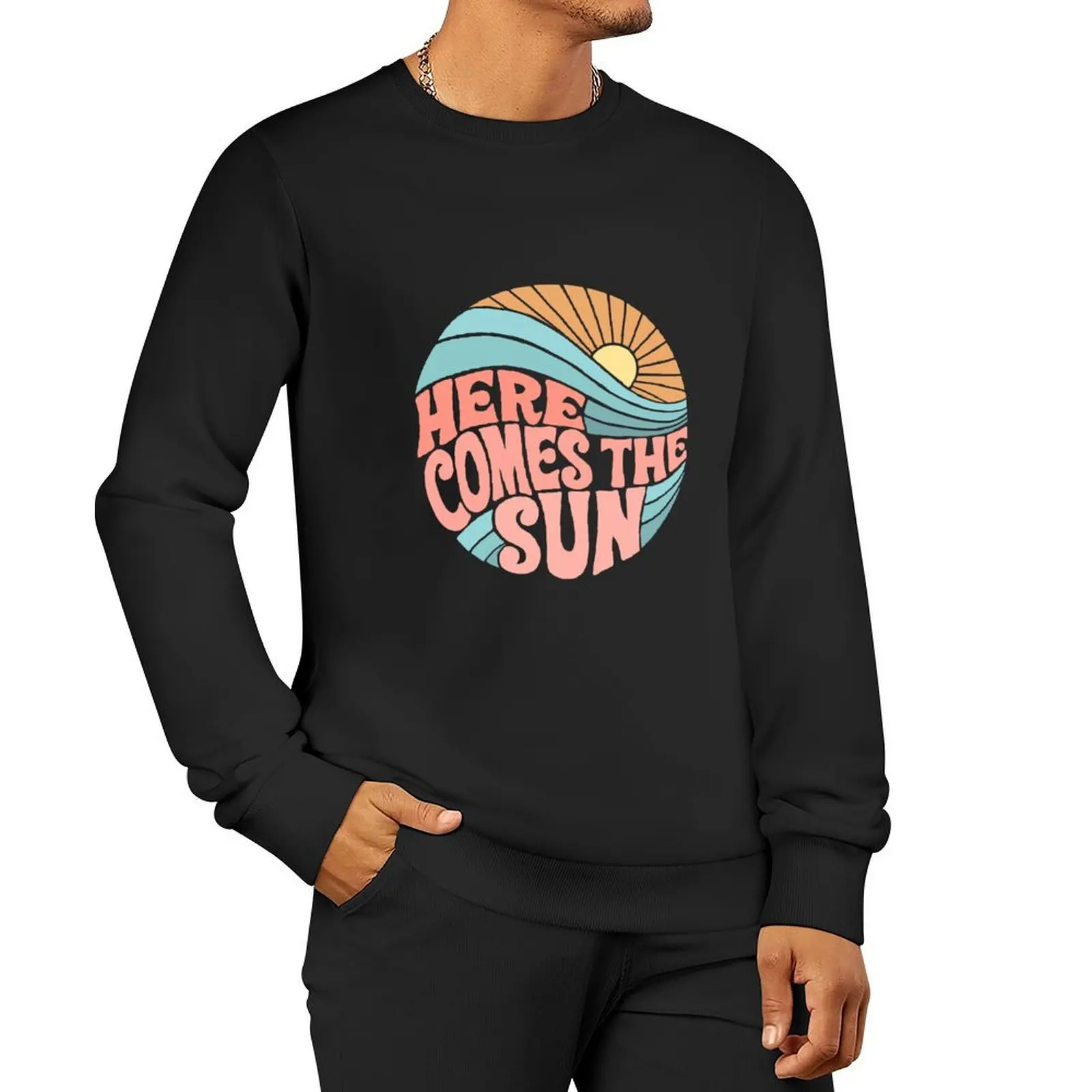 

Pink Groovy Here Comes the Sun Pullover Hoodie hooded shirt winter clothes sweatshirts for men