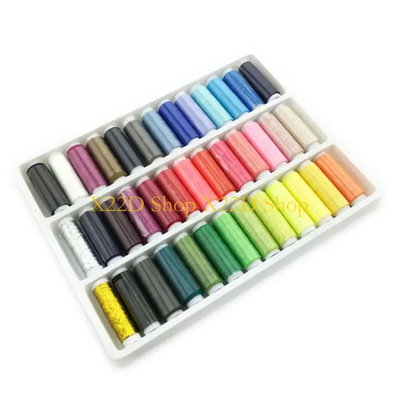 X22D 39 Color Polyester Sewing Thread Embroidery Thread 109Yards Each for Sewing Machine Hand Stitching Needlework Project