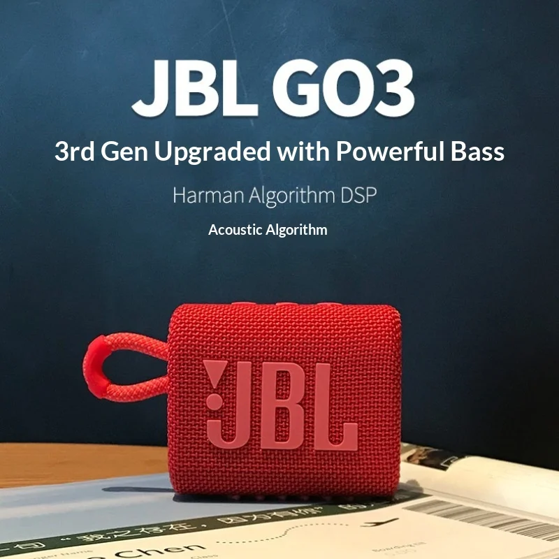 

Портативная Bluetooth-колонка JBL GO 3, мини-беспроводная акустическая система, IP67, водонепроницаемая, для улицы, с глубоким басом, сабвуфер для путешествий, пляжа, спорта