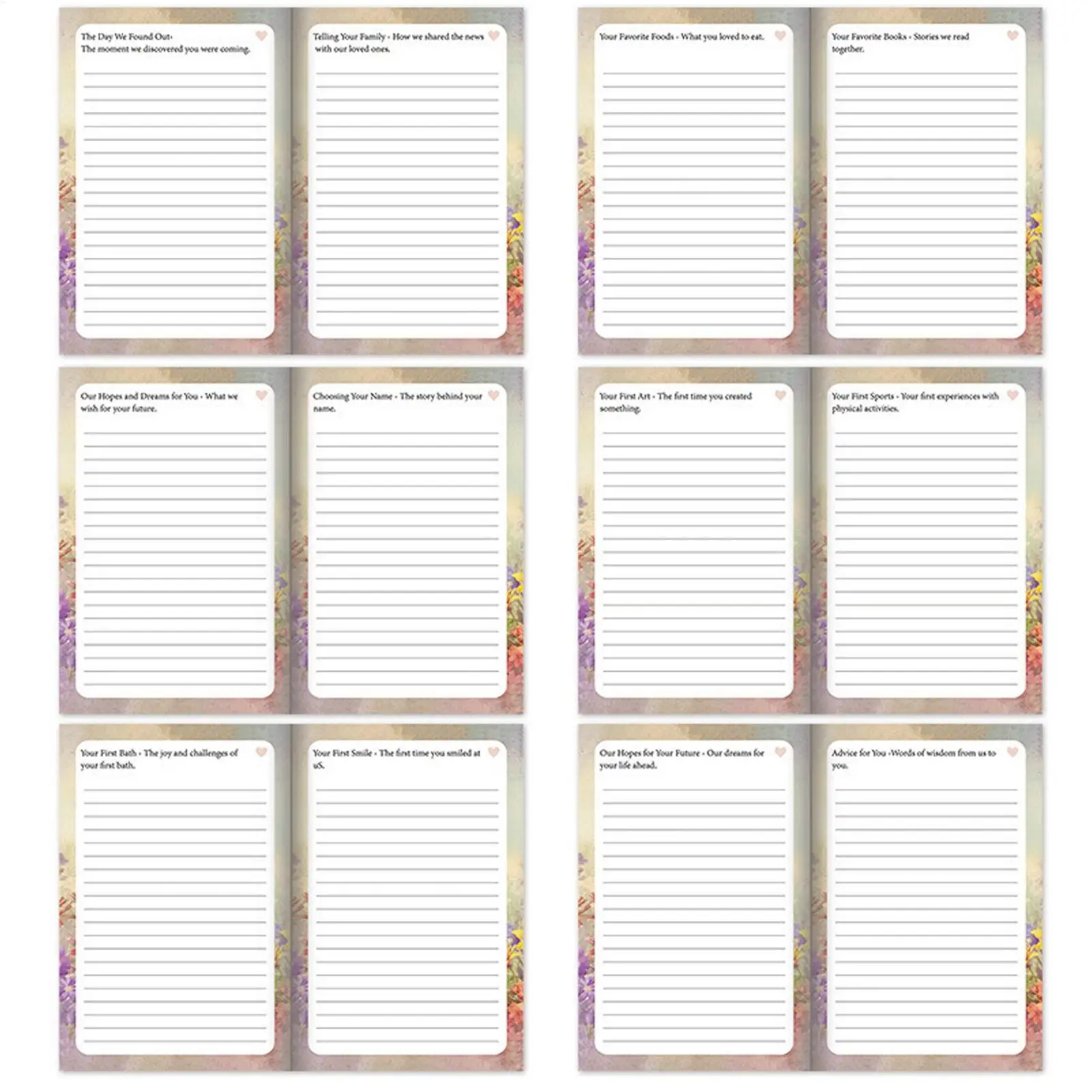 Cuaderno de memoria, libro de recuerdos para madres nuevas, 50 hojas, unión de relaciones familiares, cuaderno de registro para padres, diario para