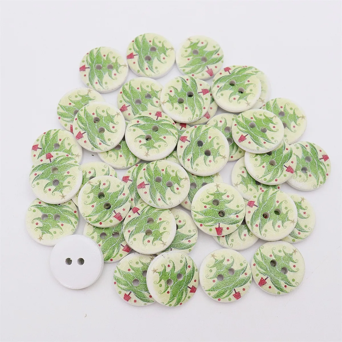 40pcs 20mm Wooden Round Christmas Buttons Gingerbread Man Xmas Tree Gingerbread Printed Sewing Accessory DIY Crafts Scrapbooking