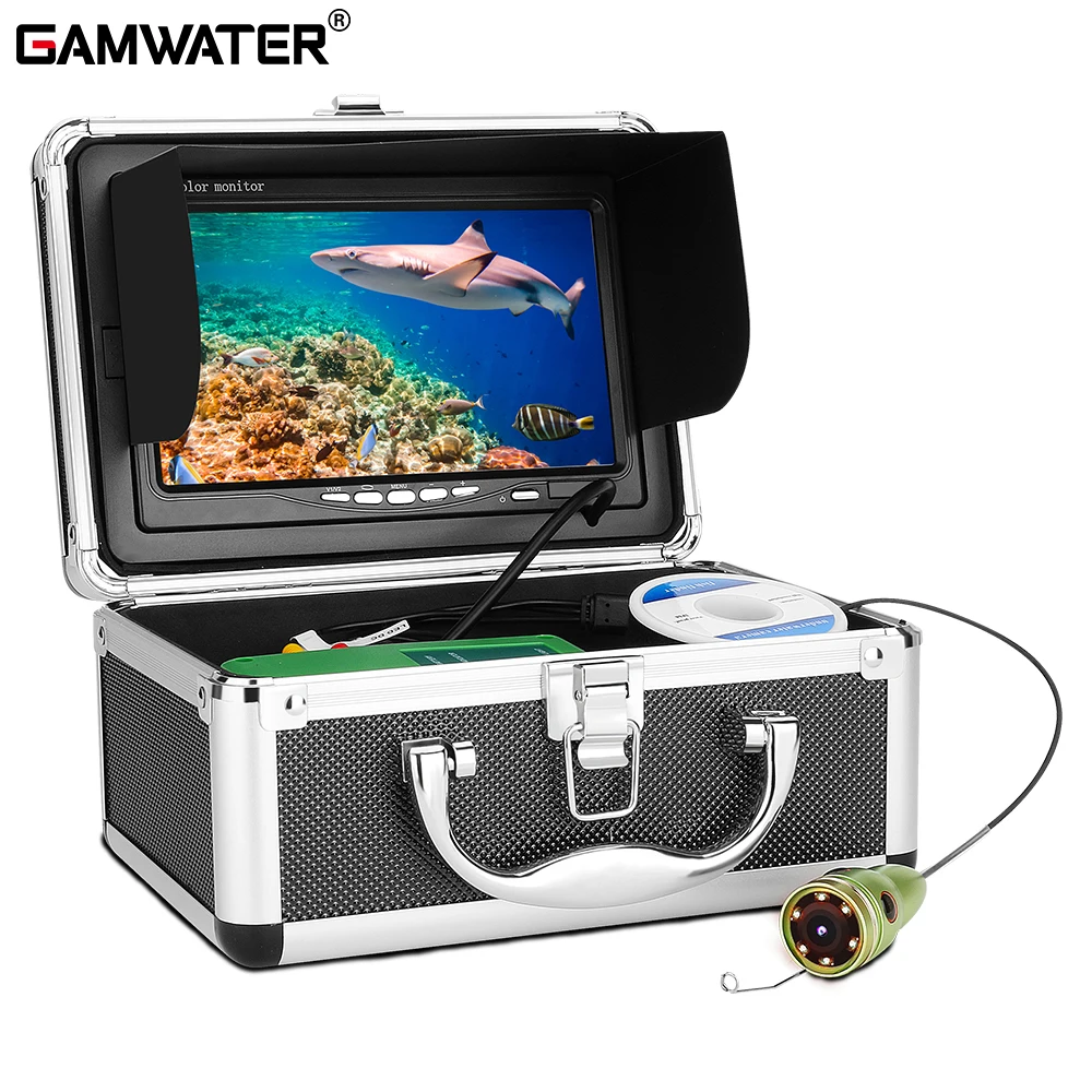 GAMWATER Underwater Fishing Video Camera Kit 1000TVL 6pcs  IR/White LED with 7Inch Color Monitor 10M 15M 20M 30M ICE Fish Finder