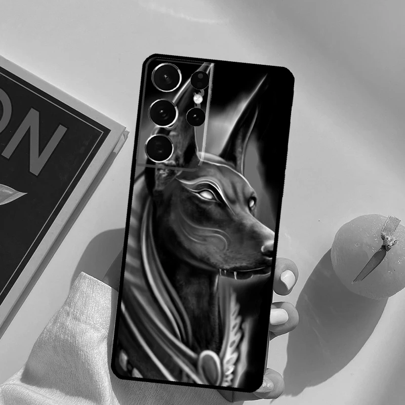 مصر نفرتيتي أنوبيس قضية الهاتف لسامسونج غالاكسي S23 الترا S20 S21 S22 S24 S25 S9 S10 زائد S24 FE الغطاء الخلفي