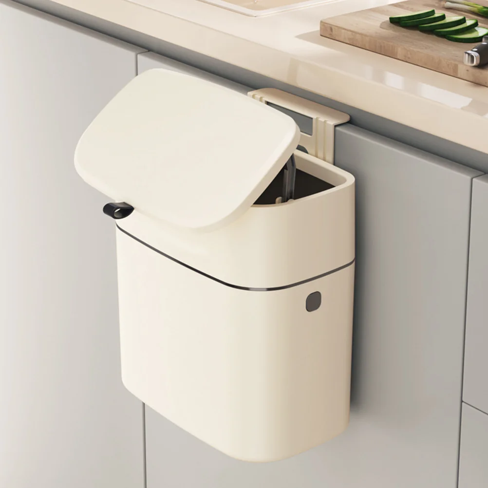 

Punch-free Hanging Trash Can Large-capacity Wall Hanging Waste Bin Lidded Kitchen Garbage Bucket cabinet hanging trash can