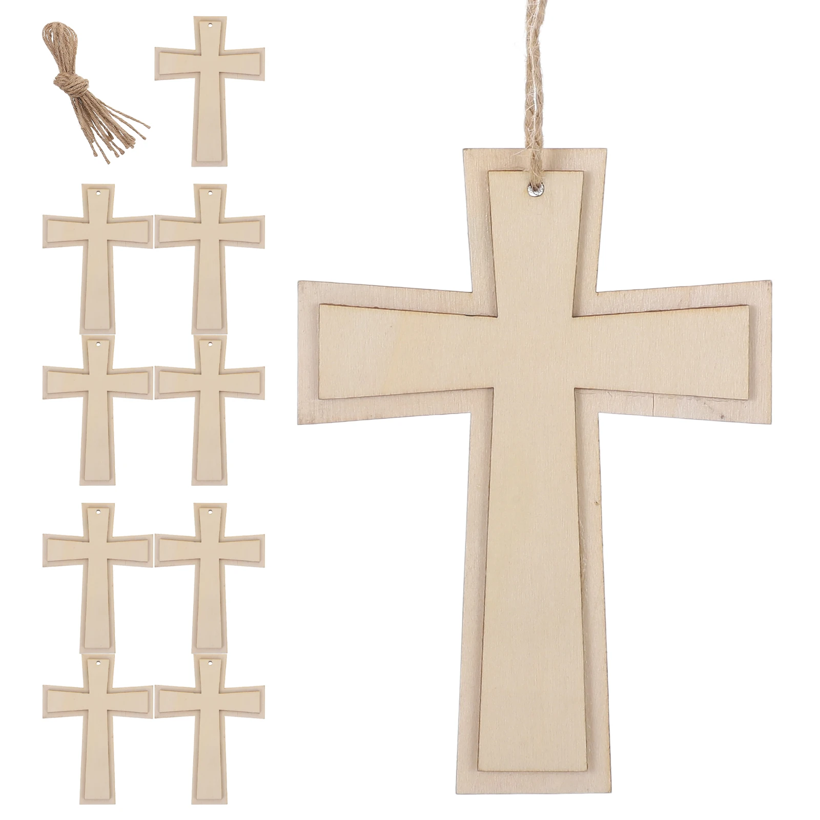 

10 Pcs Wooden Crosses Blank Child Wall Khaki Home Decor Church Pendant Baptism Parentchild Interaction Creativity Diy