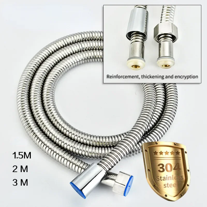 

Stainless Steel Flexible Shower Hose Long Bathroom Shower Water Hose Extension Plumbing Pipe Pulling Tube Bathroom Accessories