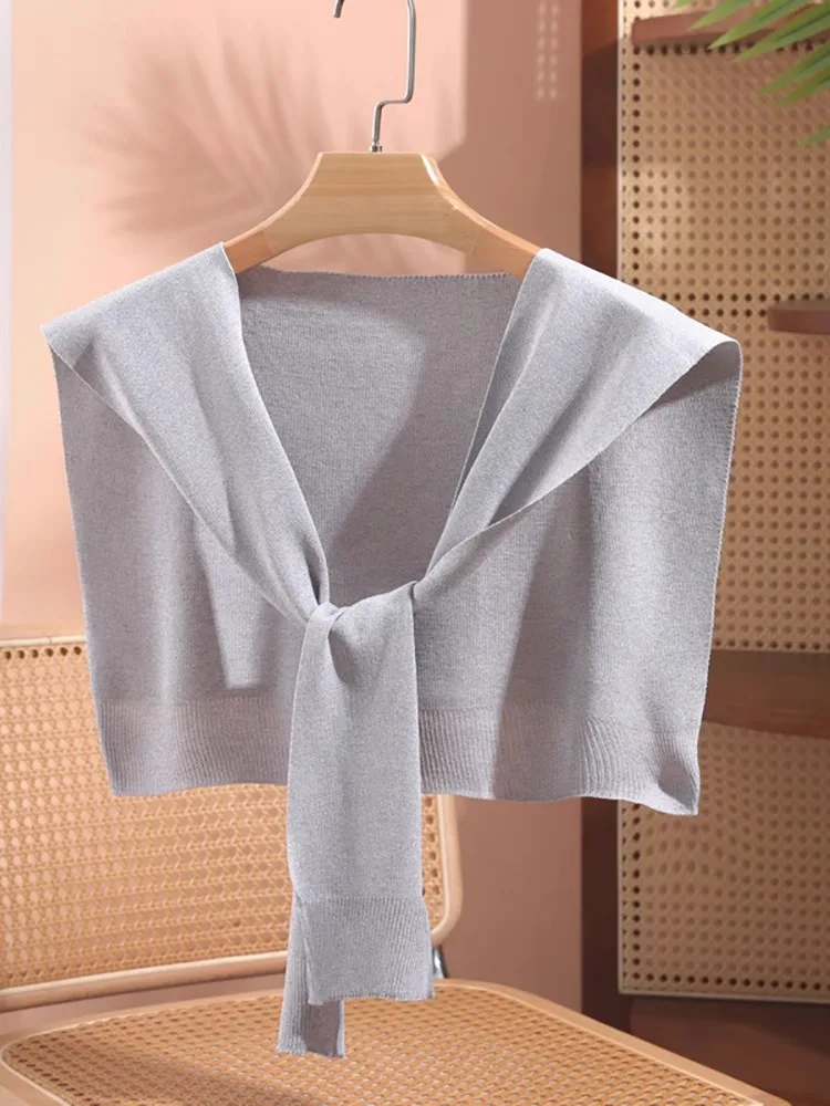 

Summer 2026 Women's Knitted Shawl Ice Silk Office Fashion Outerwear Neck Protection Korean Style Rectangle Shape Sunscreen Pu...