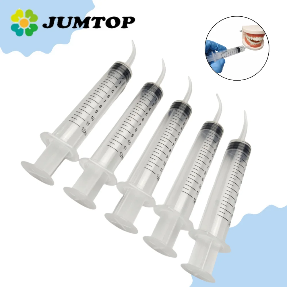 

Disposable Plastic Dental Elbow Irrigation Syringe Teeth Flushing Injection Impression With Curved Tip Dental Syringe