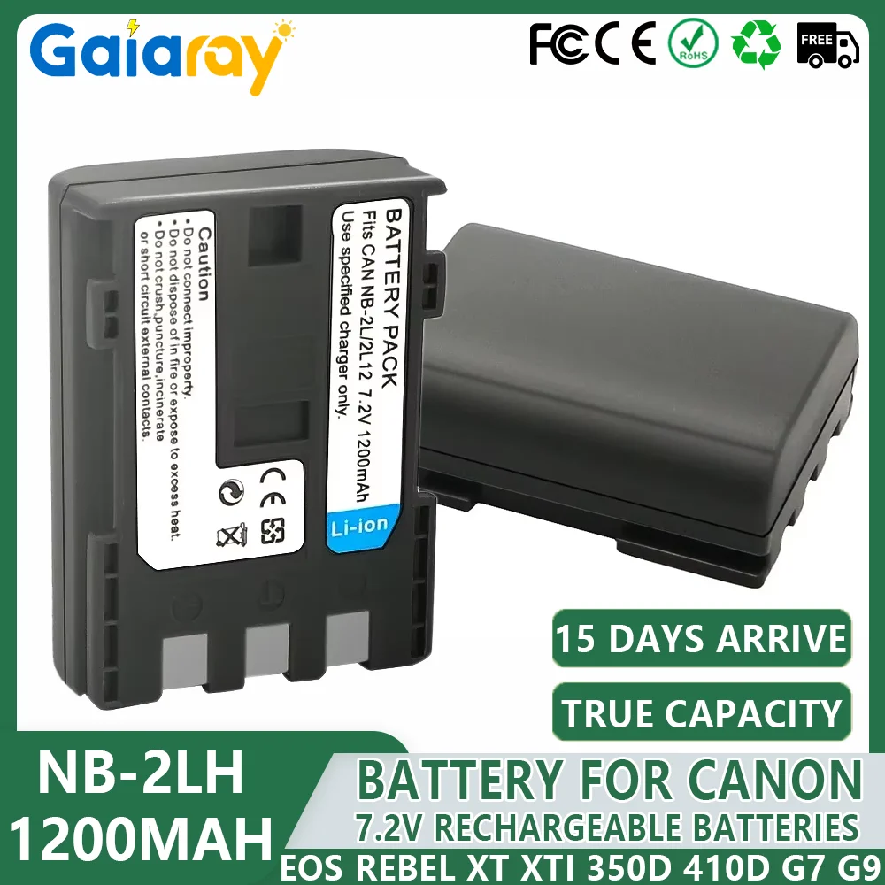 NB-2L NB2L NB-2LH NB2LH Battery 7.2V 1200mAh Li-ion Rechargeable Camera Battery for Canon EOS Rebel XT XTi 350D 410D G7 S70 S80